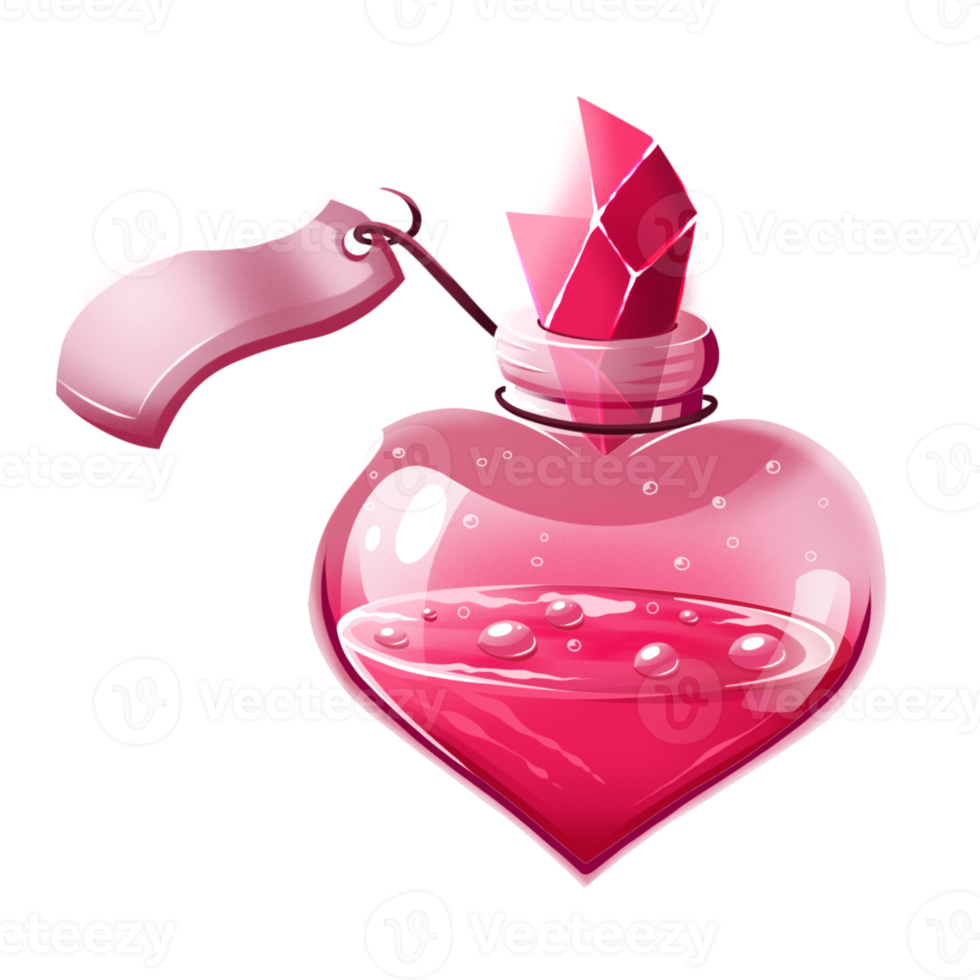 pegatina del día de san valentín dibujada a mano con una botella rosa de poción de amor png