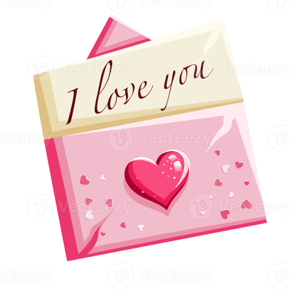 valentines dag klistermärke med en rosa kärlek brev och de inskrift jag kärlek du png