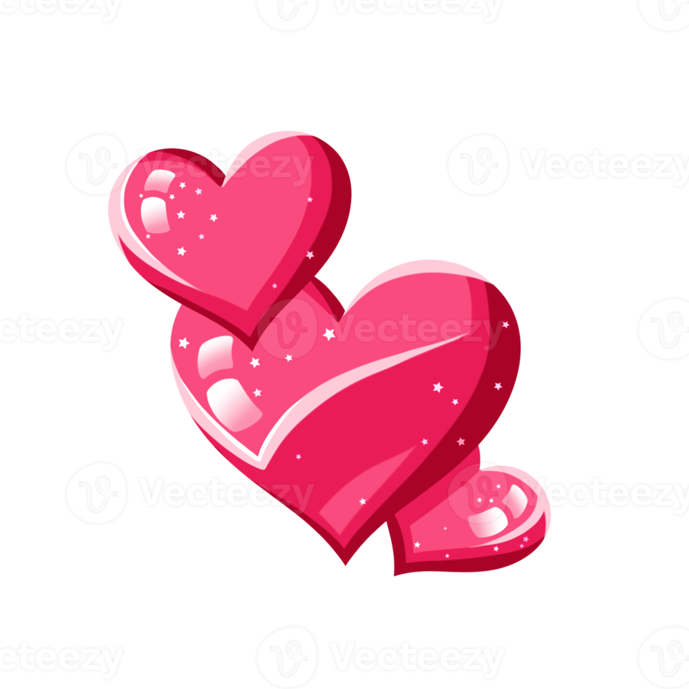 valentijnsdag dag sticker met drie roze harten png