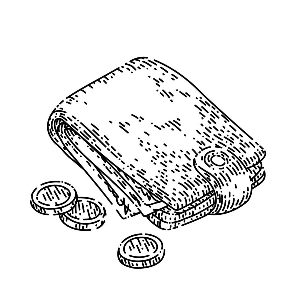 wallet money sketch hand drawn vector