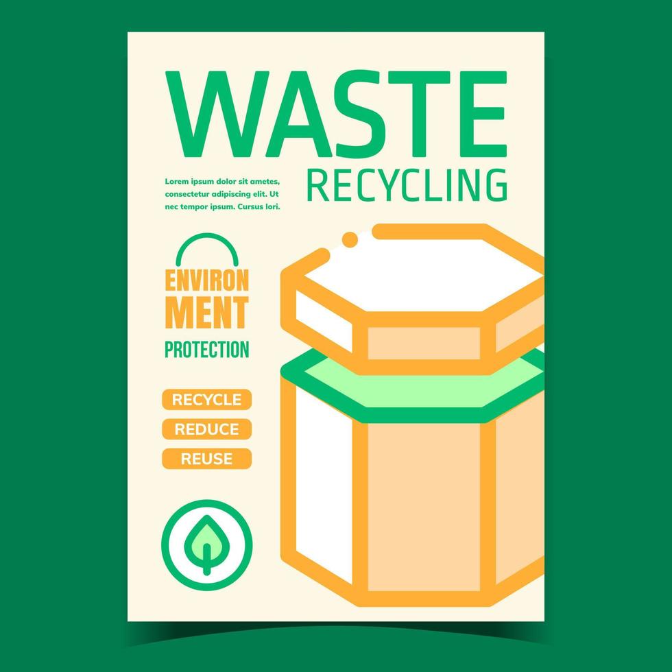 Waste Recycling Promotional Leaflet Poster Vector