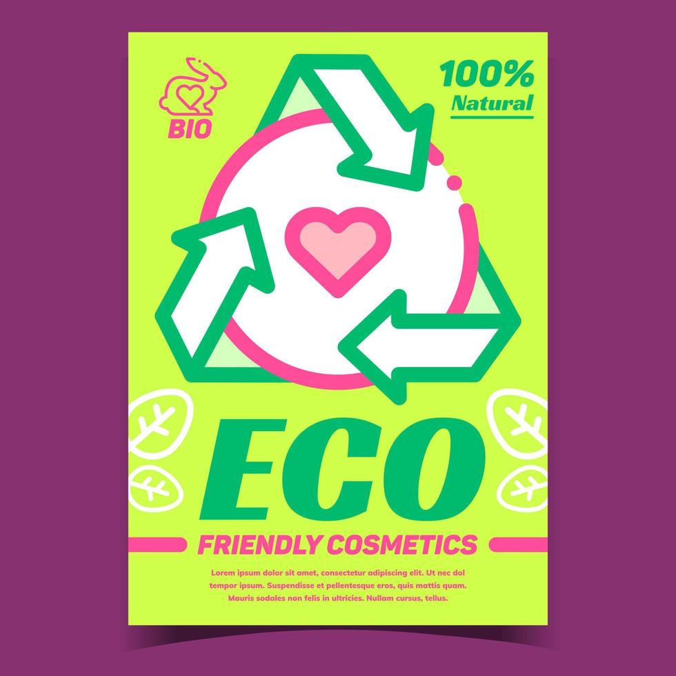 vector de cartel de publicidad de cosméticos ecológicos