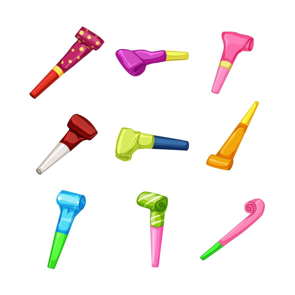 party whistle set cartoon vector illustration