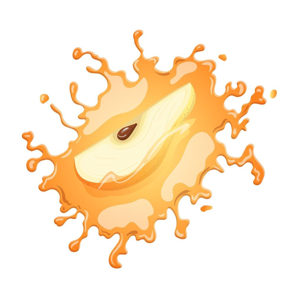 pear splash cartoon vector illustration