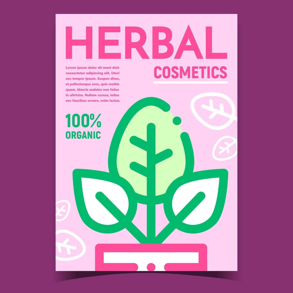 vector de banner de publicidad creativa de cosméticos a base de hierbas