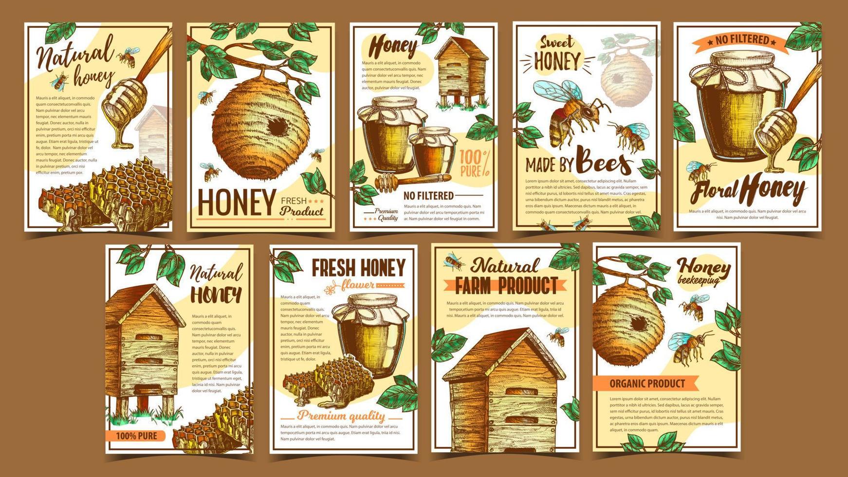 Bee Insect, Wild And Wooden Beehive Posters Vector