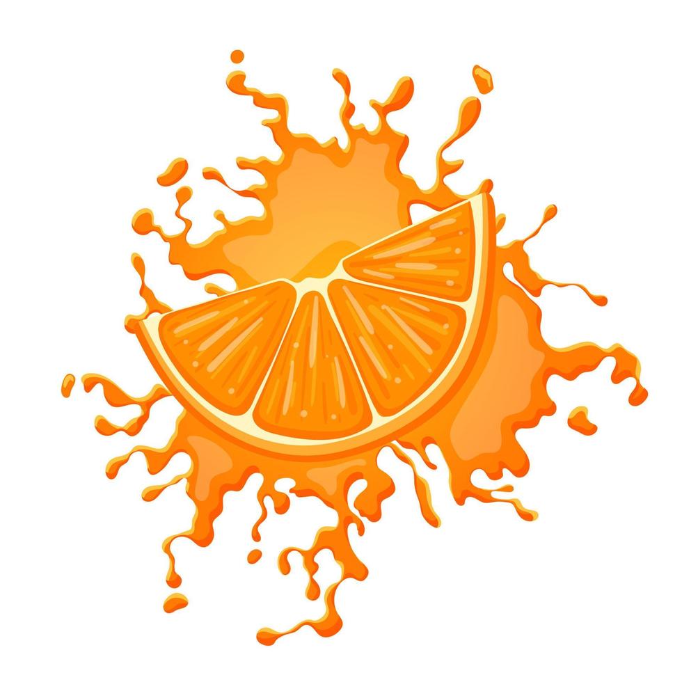 Ilustración de vector de dibujos animados de jugo de salpicaduras de naranja