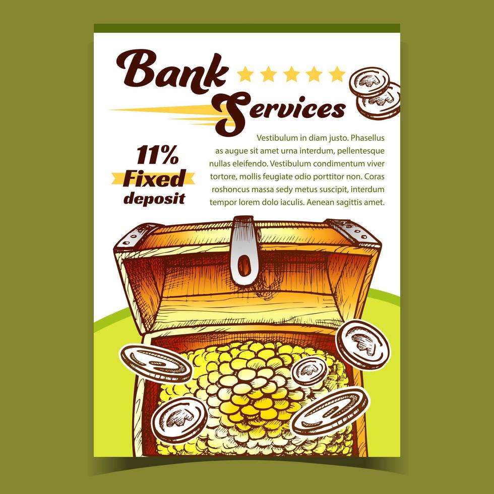 vector de cartel de publicidad de depósito de servicios bancarios