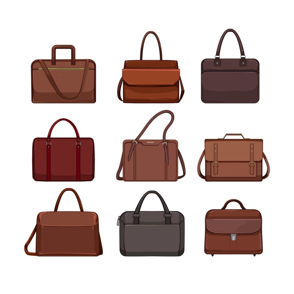 business bag set cartoon vector illustration