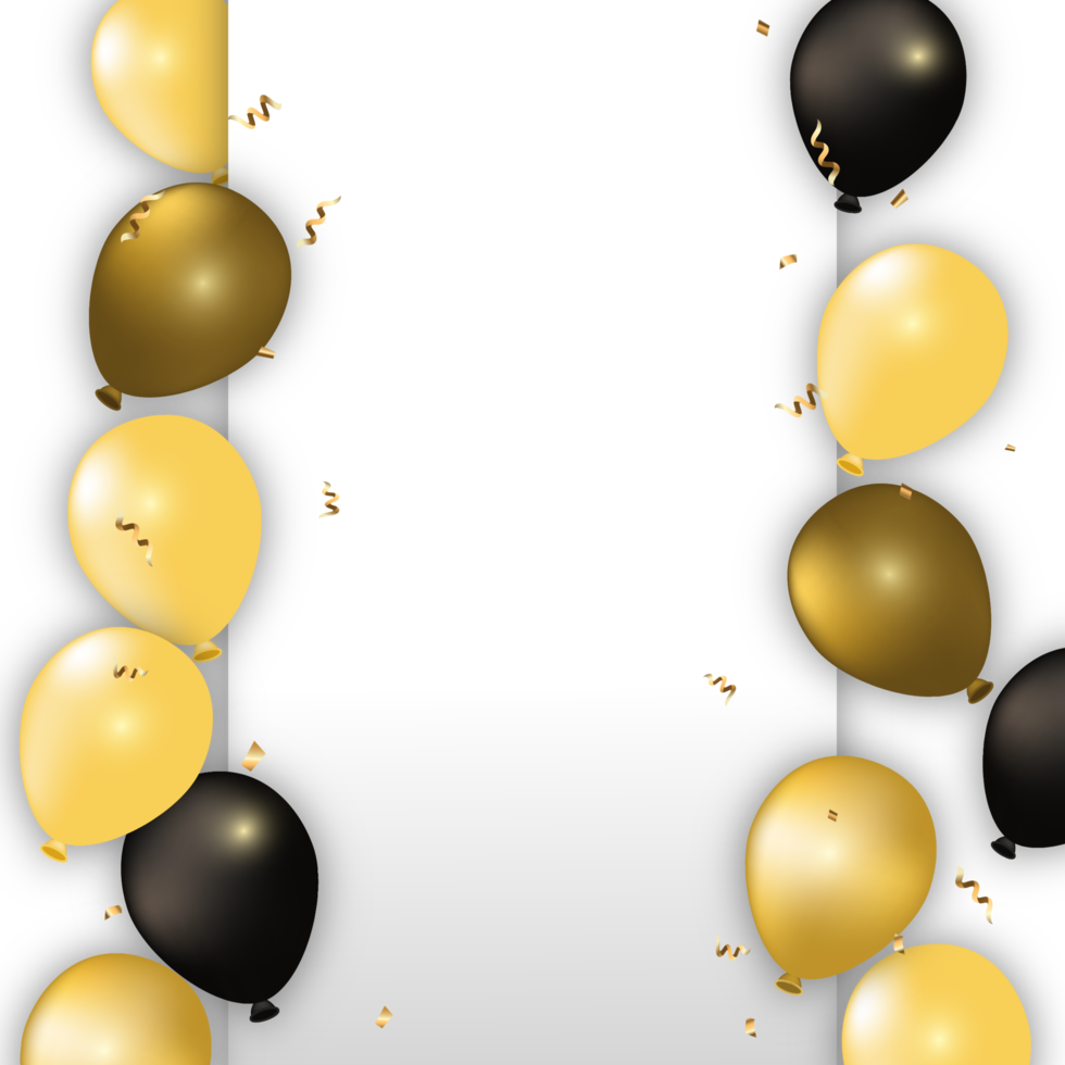 Gold and Black Balloons with White Board png