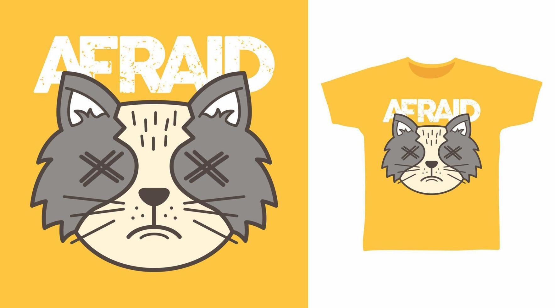 Afraid cat design vector illustration t-shirt design and others uses.