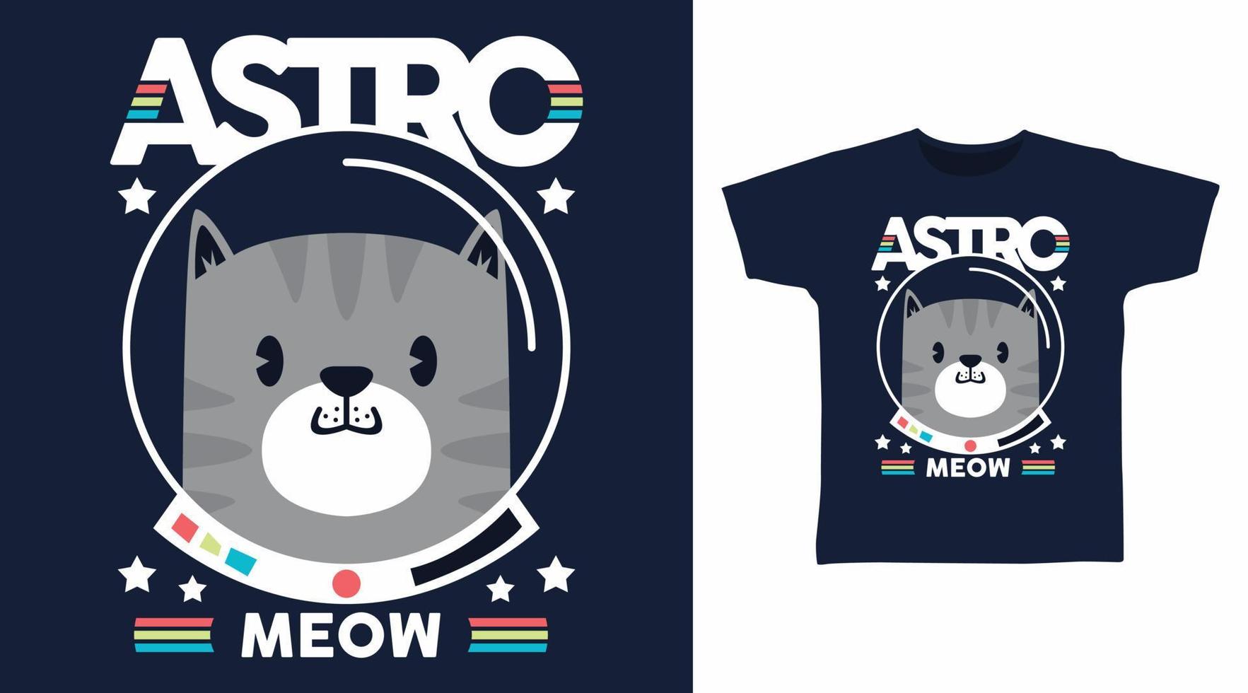 lindo gato astronauta astromeow para imprimir en camiseta vector