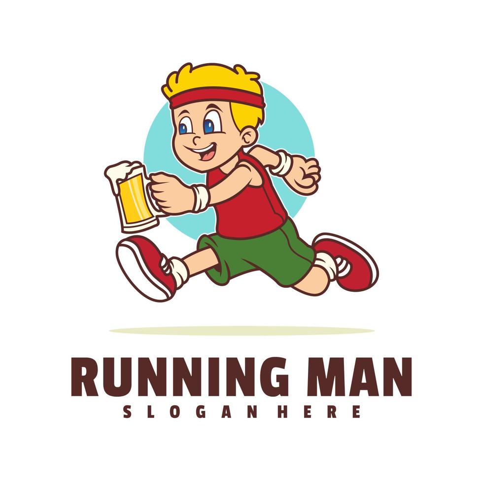 logotipo de dibujos animados de hombre corriendo vector