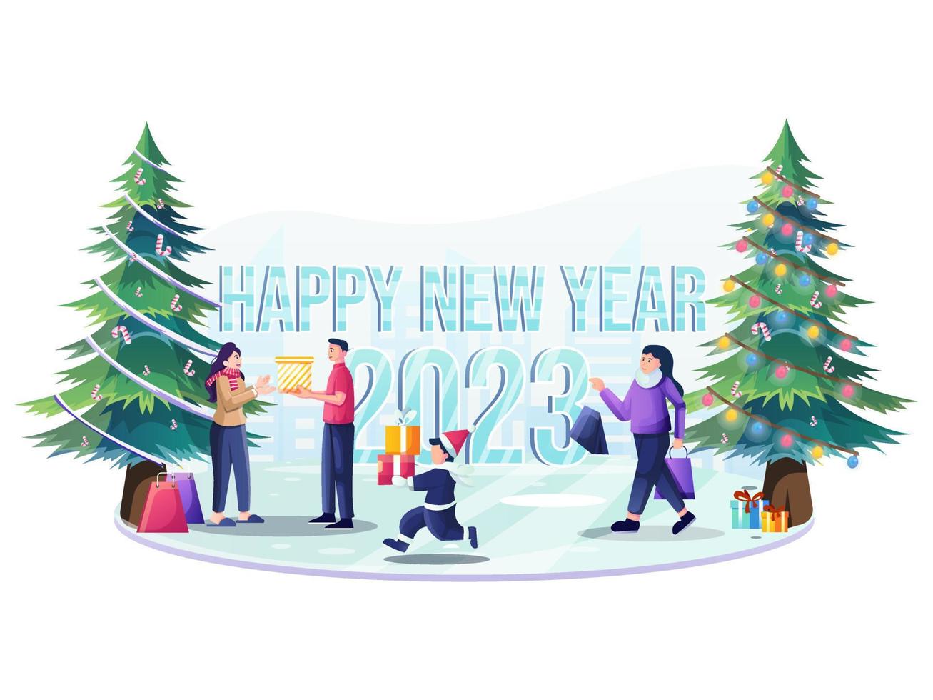 feliz año nuevo y navidad ilustración vector