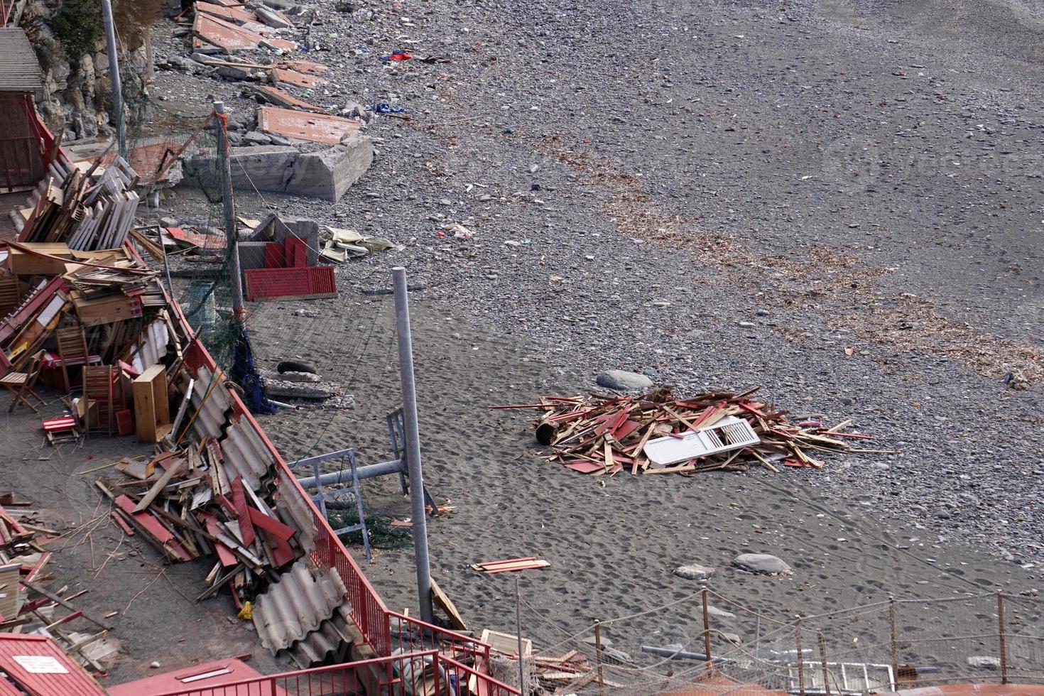 seaside resort destroyed by hurricane swell typhoon photo