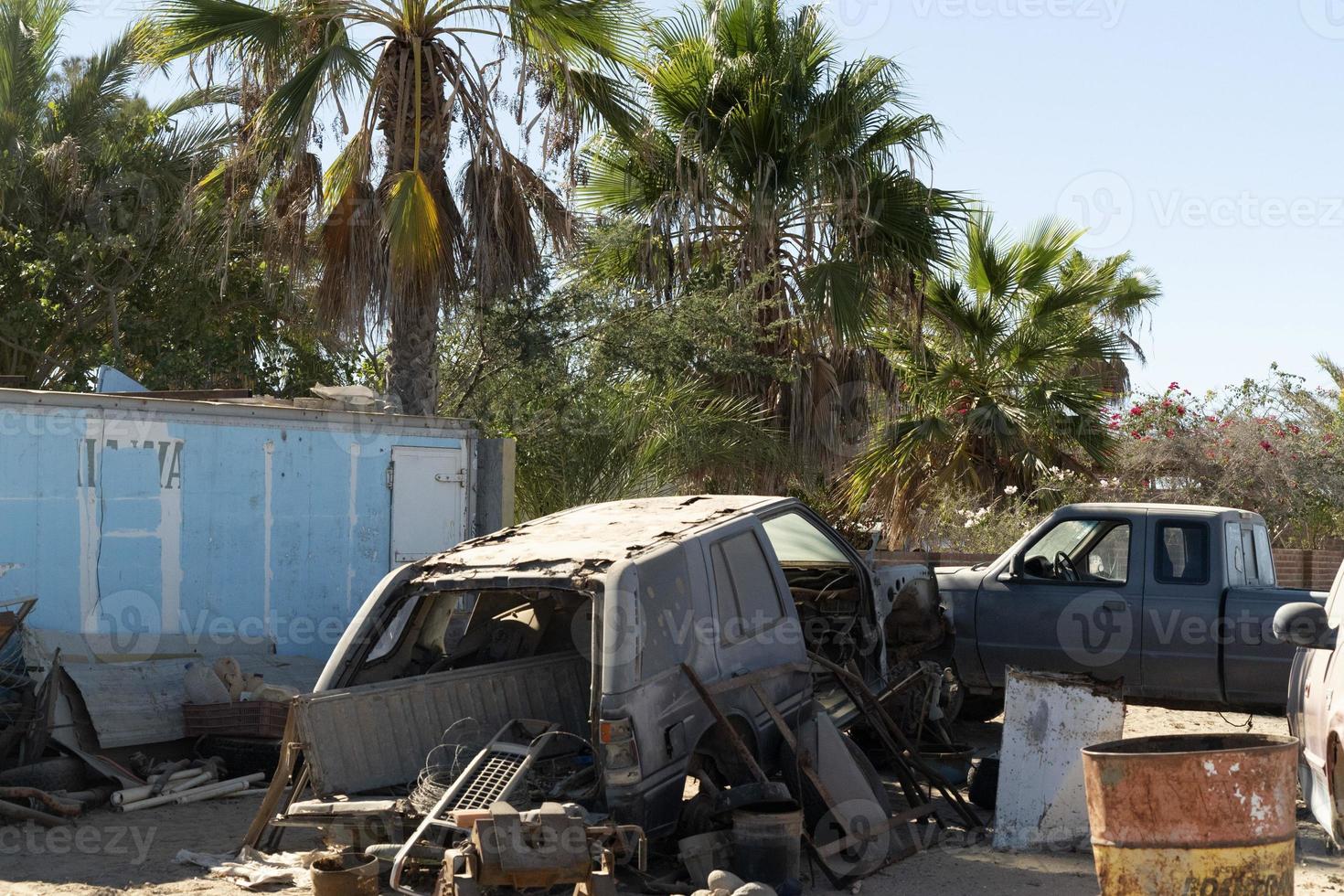 old abandoned car in junkyard in Baja California Sur Mexico photo