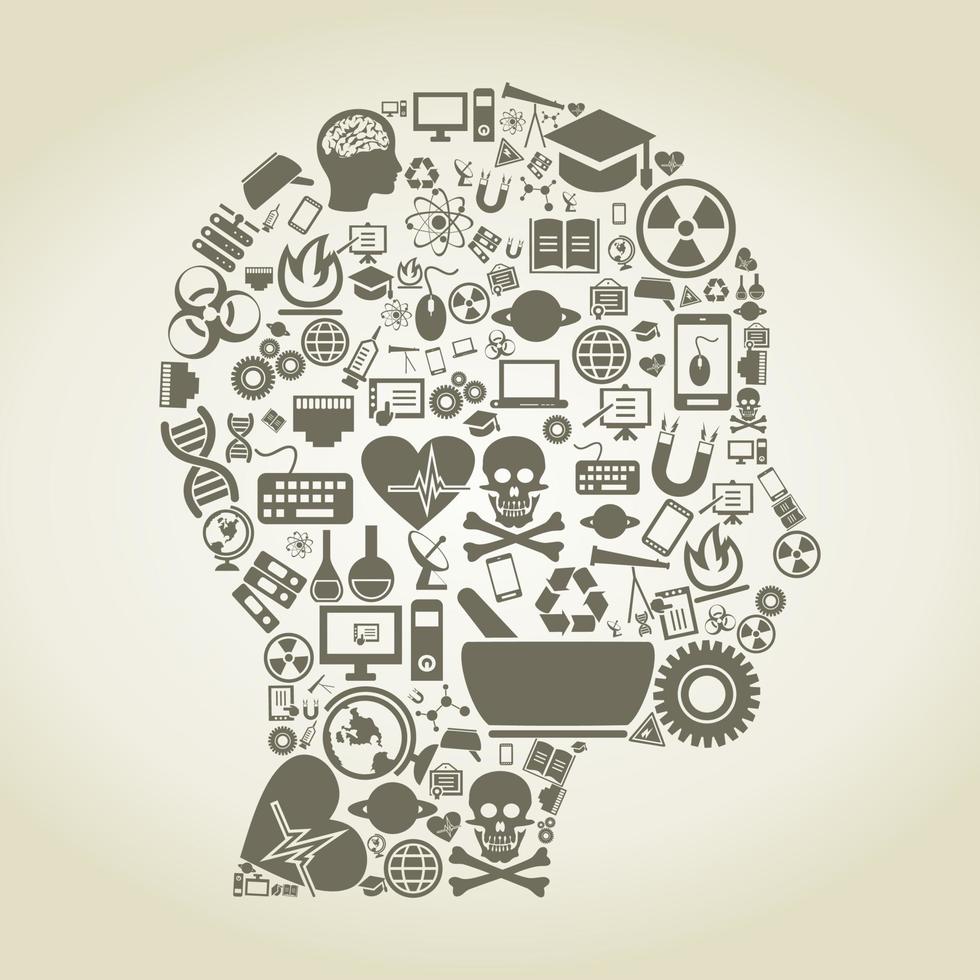 Head of the person made of a science. A vector illustration