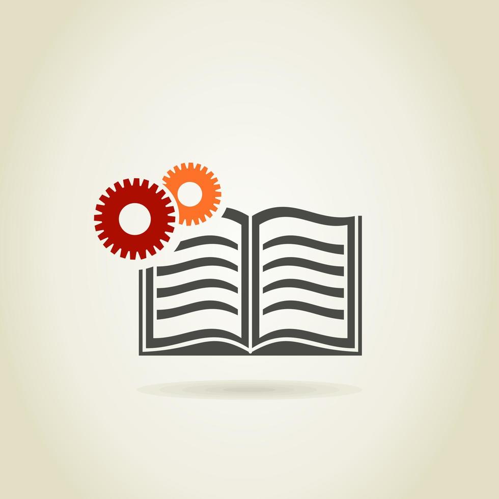 Gear wheel in the book. A vector illustration