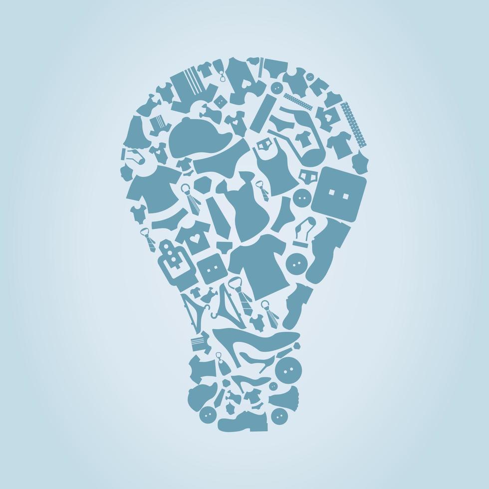 Bulb made of clothes. A vector illustration