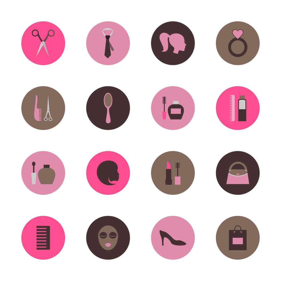 Set of flat icons on the theme of fashion. Vector illustration