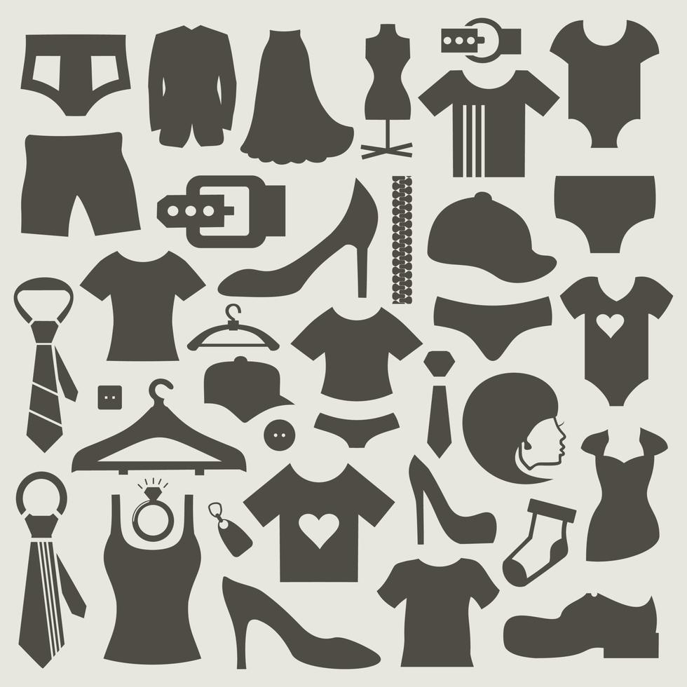 conjunto de iconos en una ropa de tema. una ilustración vectorial vector