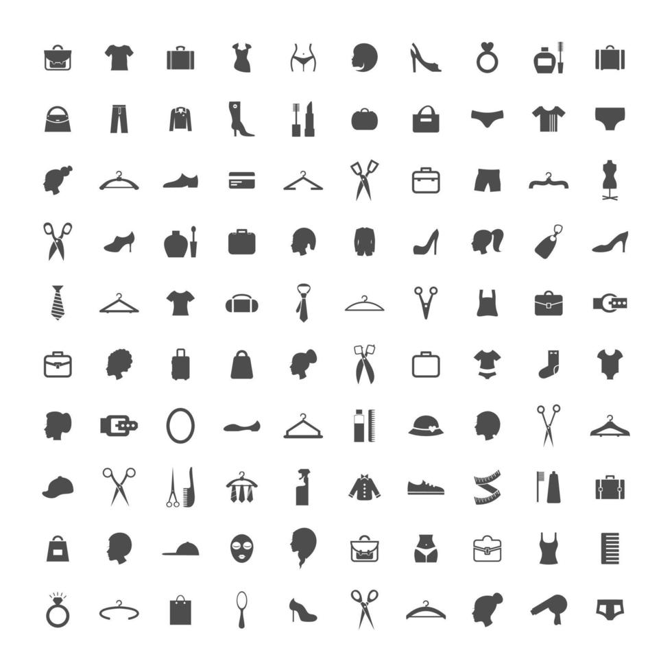 Collection of icons on a theme a fashion and clothes. A vector illustration