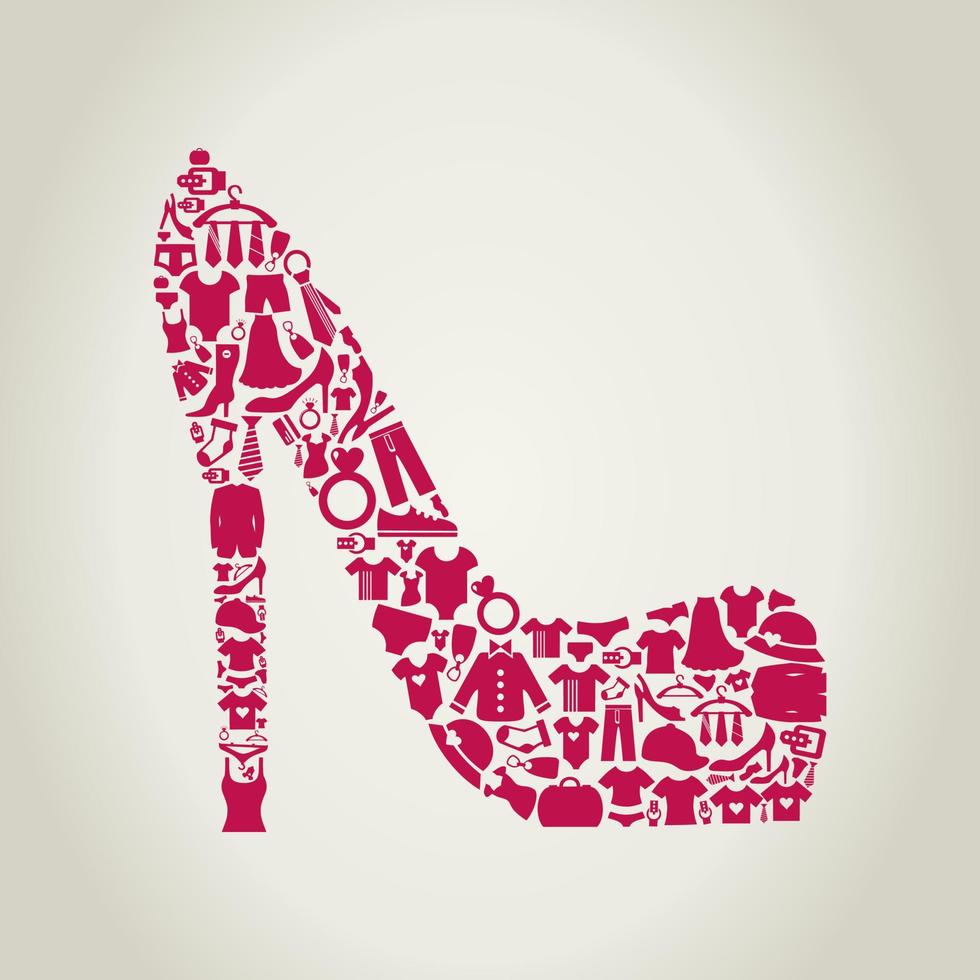 Shoes made of clothes. A vector illustration