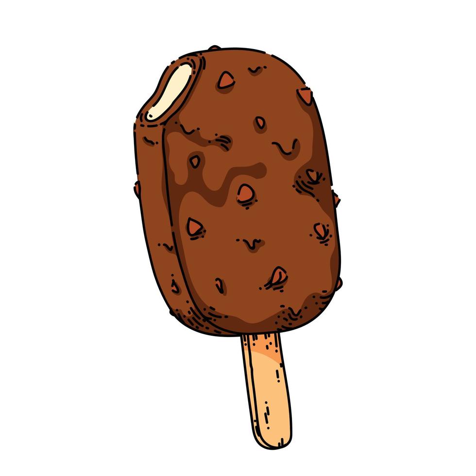 palo de chocolate helado boceto dibujado a mano vector