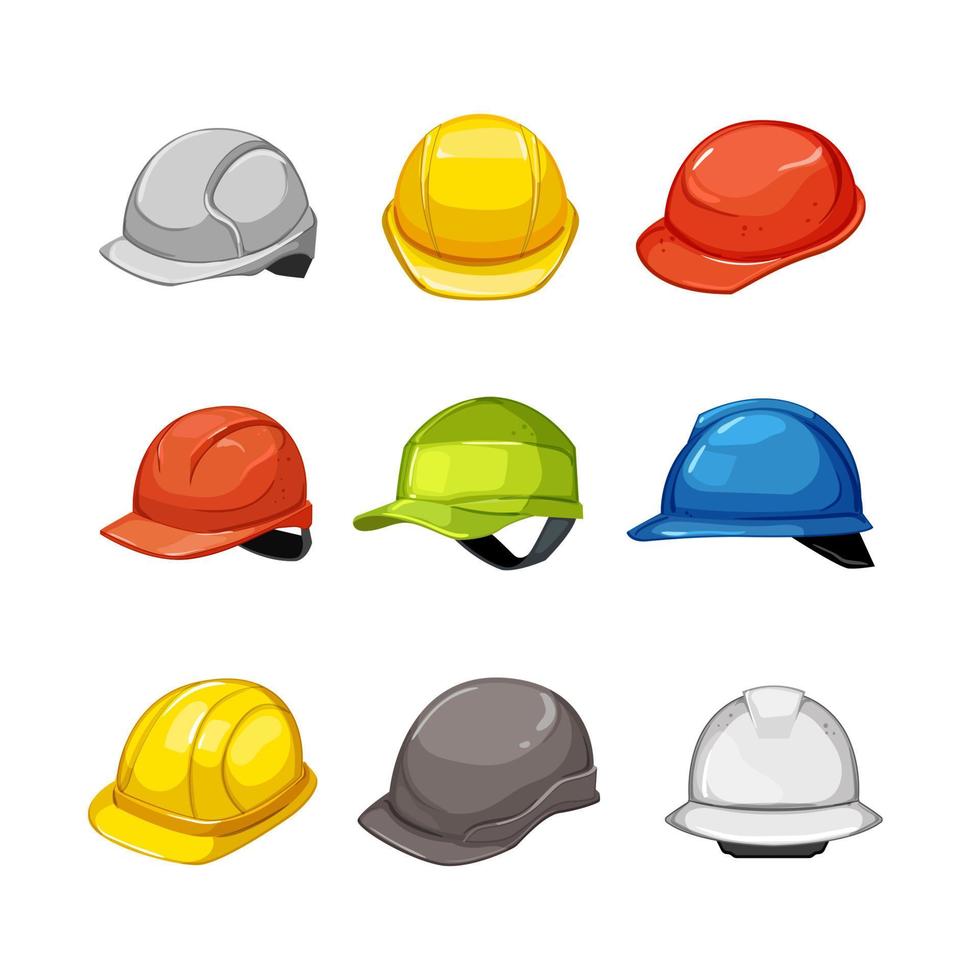 helmet builder set cartoon vector illustration