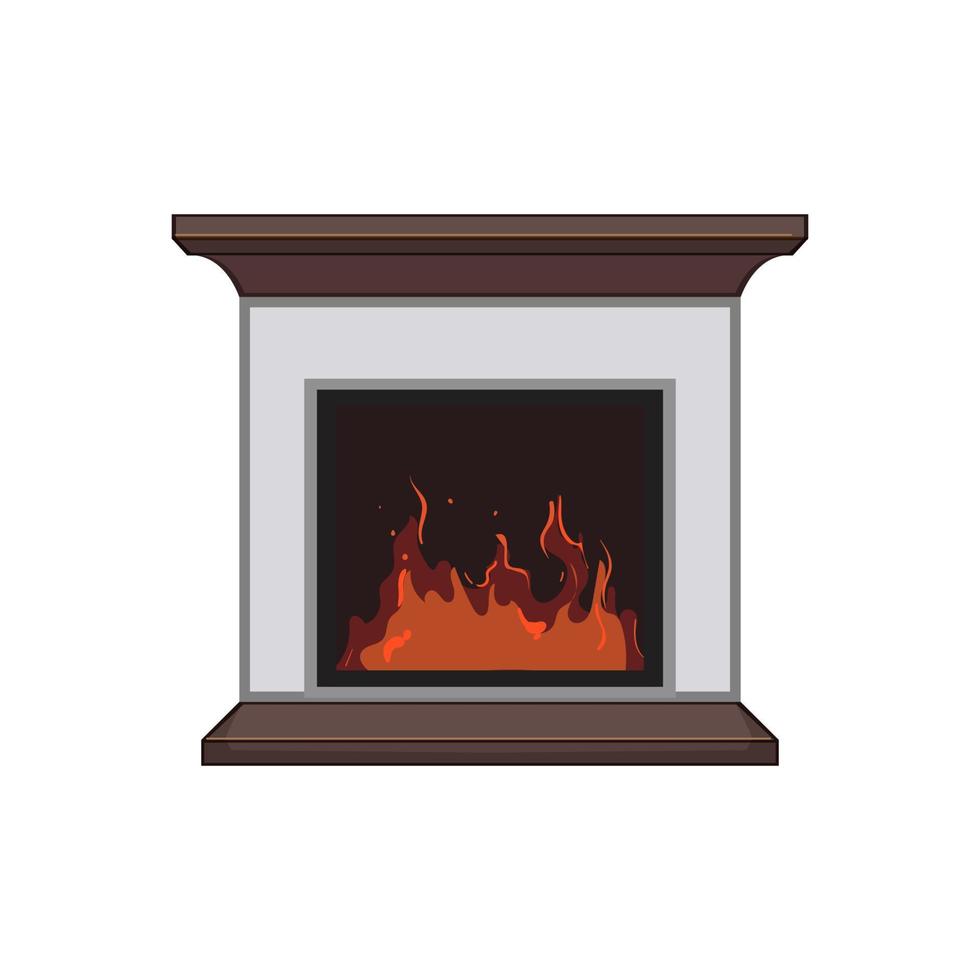 burning fireplace cartoon vector illustration