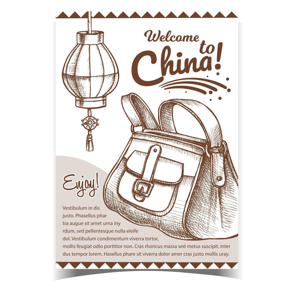 China Lantern And Hand Luggage Bag Banner Vector