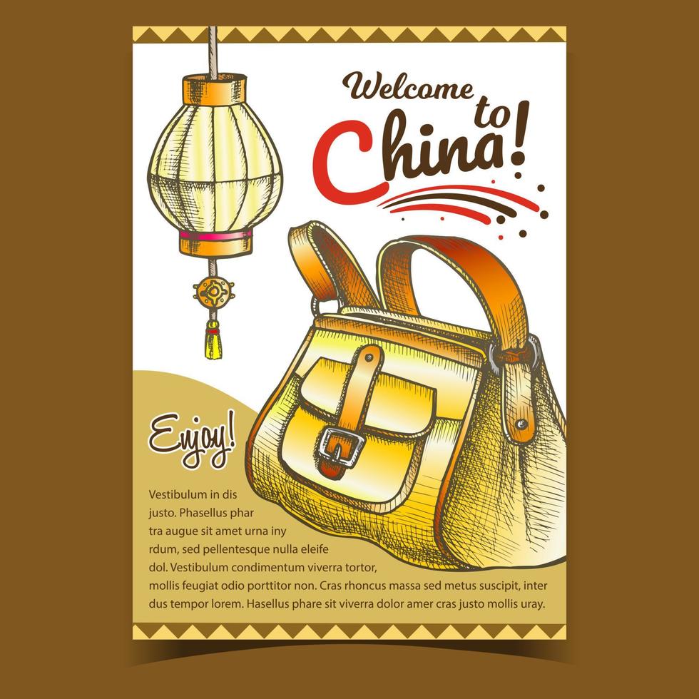 linterna china y vector de banner de bolsa de equipaje de mano
