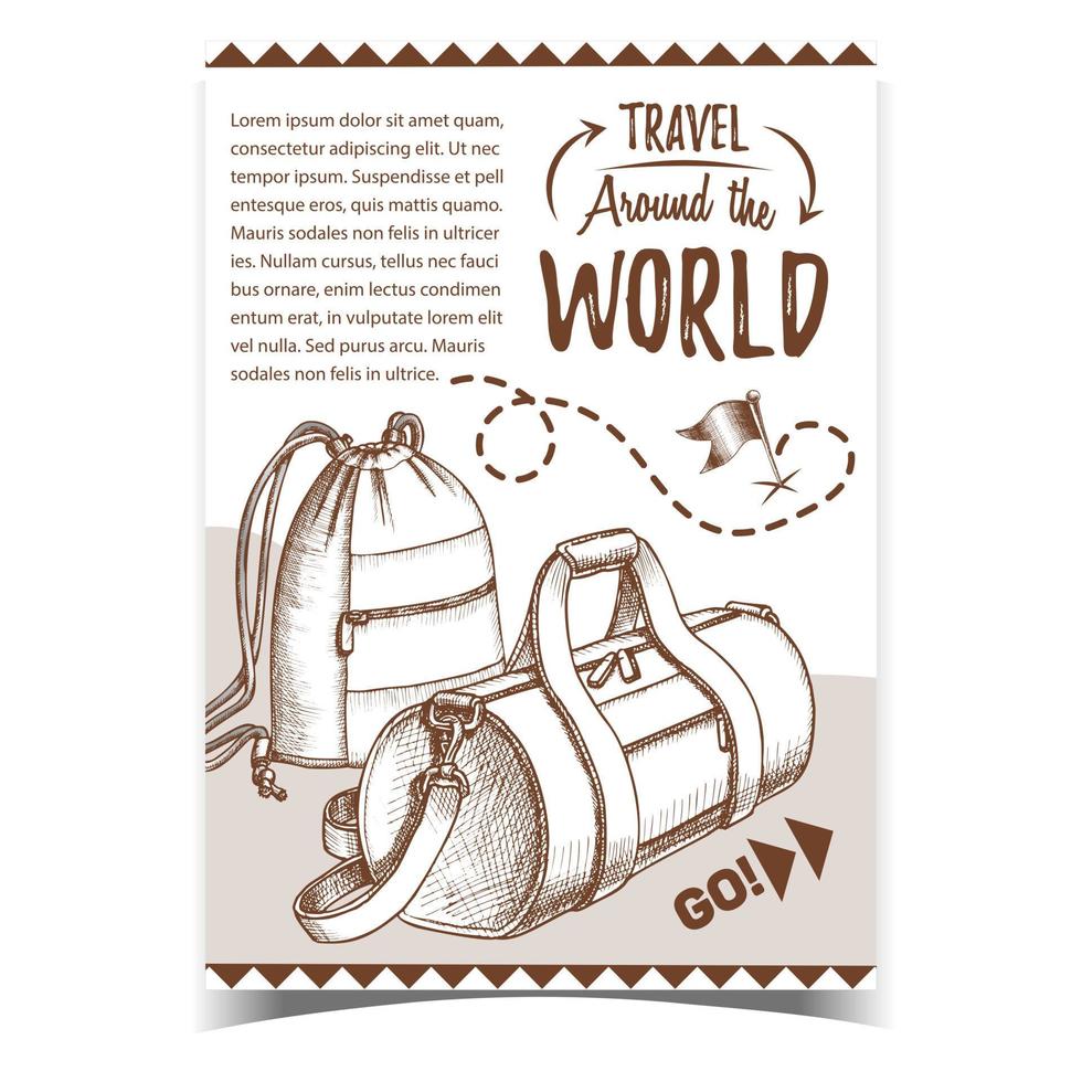 Travel World Advertising Poster With Bags Vector