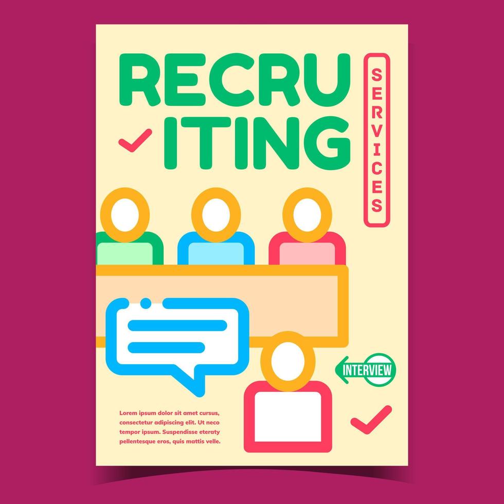 Recruiting Services Promotional Poster Vector
