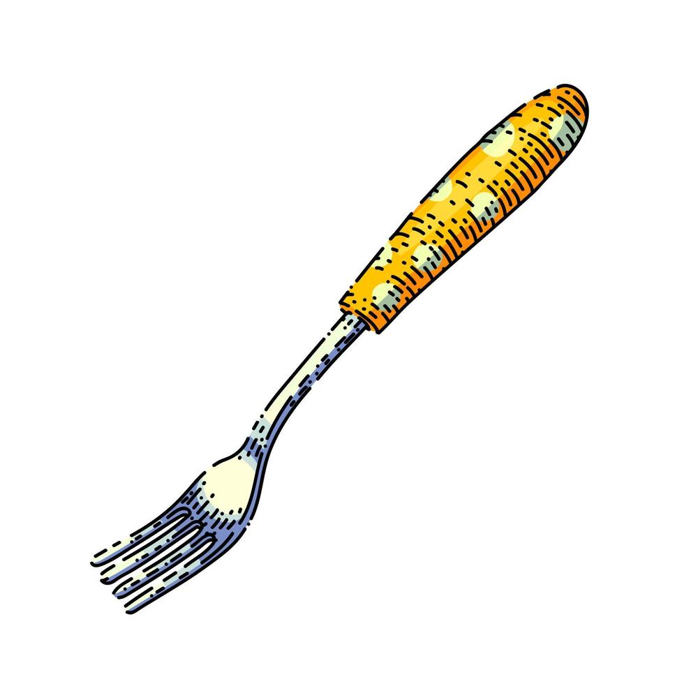 fork cutlery sketch hand drawn vector