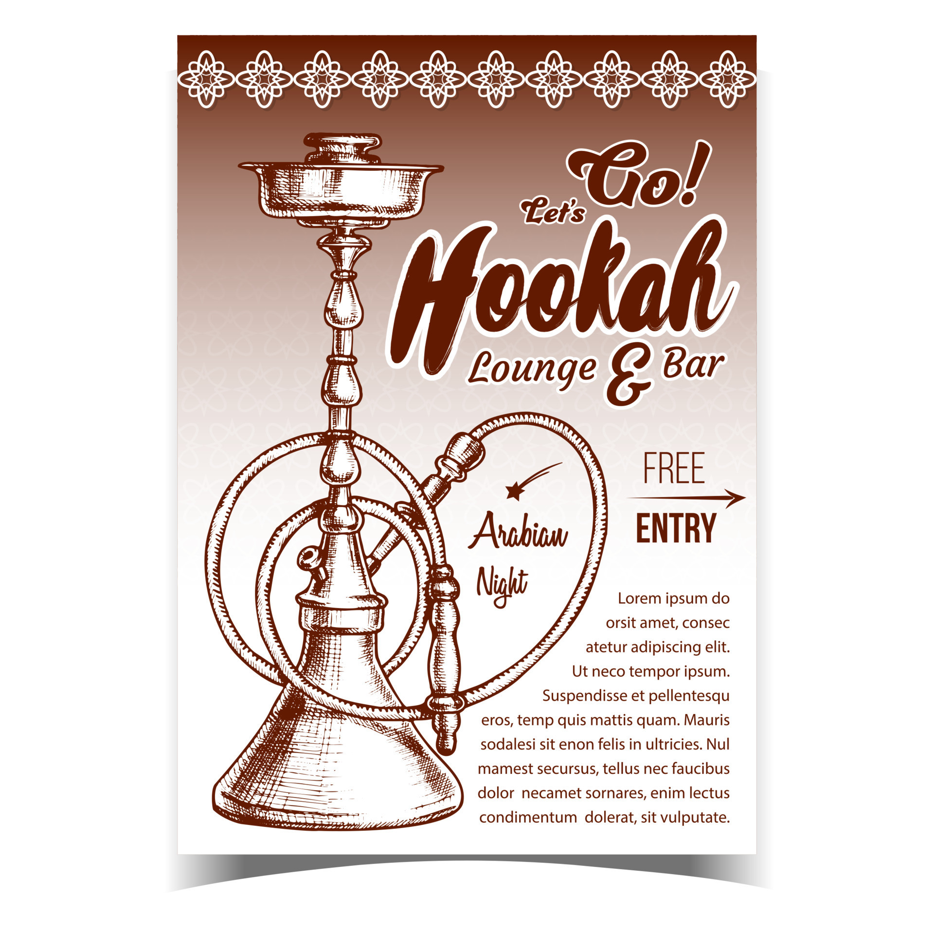 Hookah Lounge And Bar Advertising Banner Vector 17417657 Vector Art at