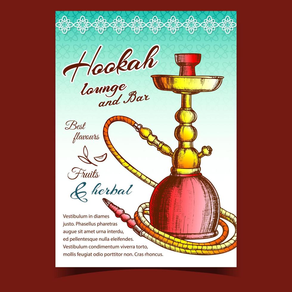 Hookah Lounge And Bar Advertising Poster Vector