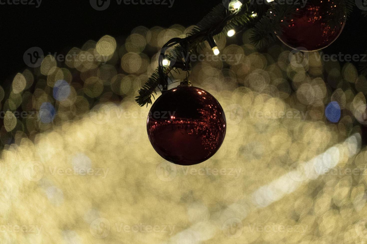 street christmas tree decorations and lights photo