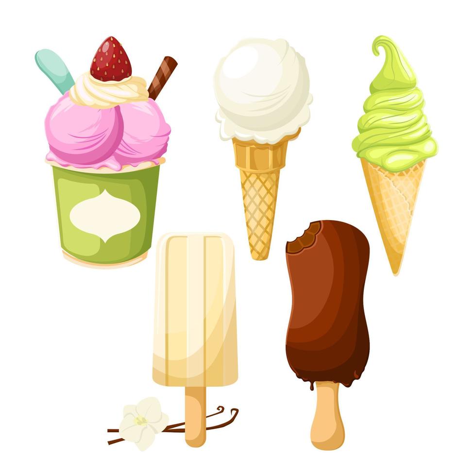 vector de dibujos animados de postre de helado