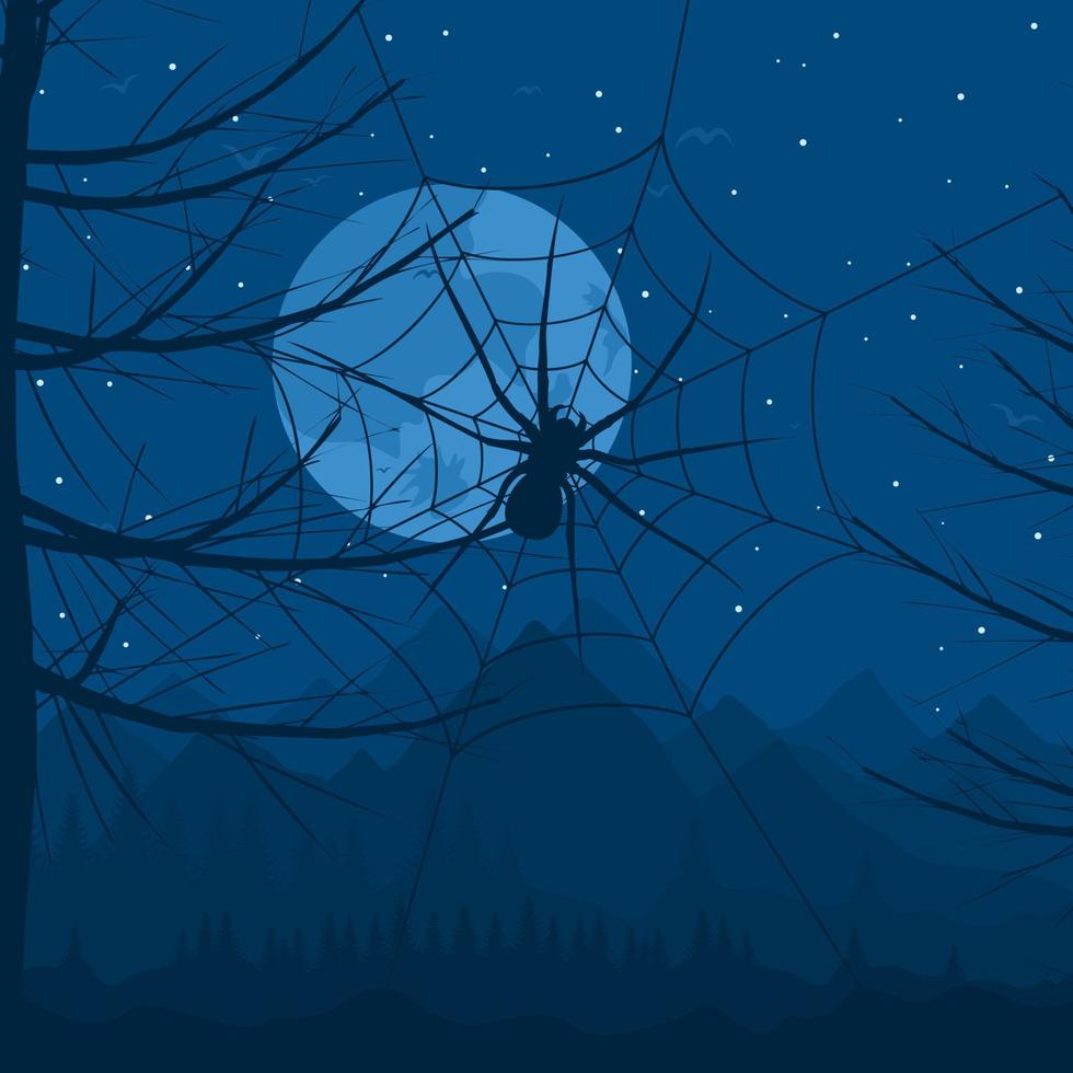 The spider weighs on a web. A vector illustration