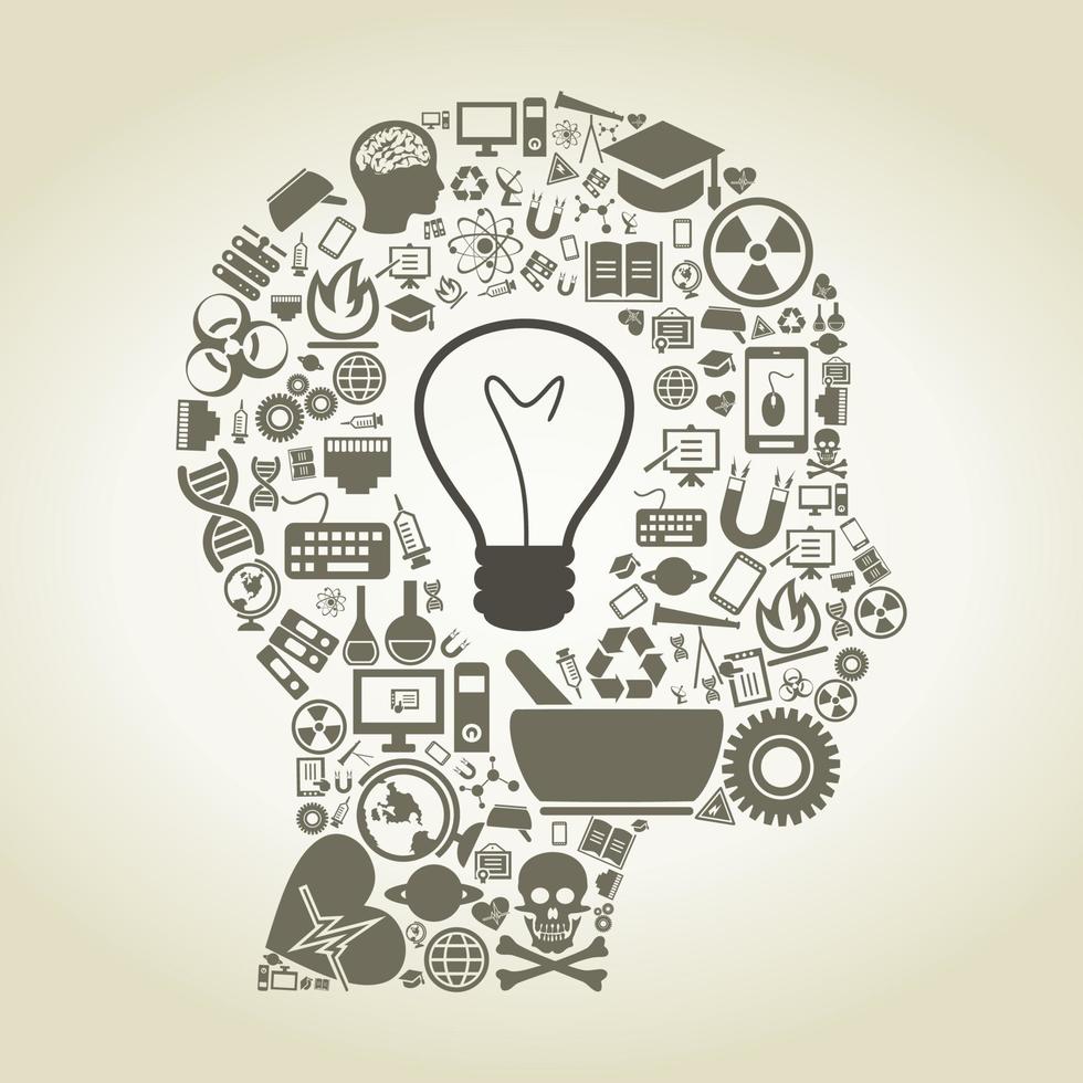Head of the person made of a science. A vector illustration