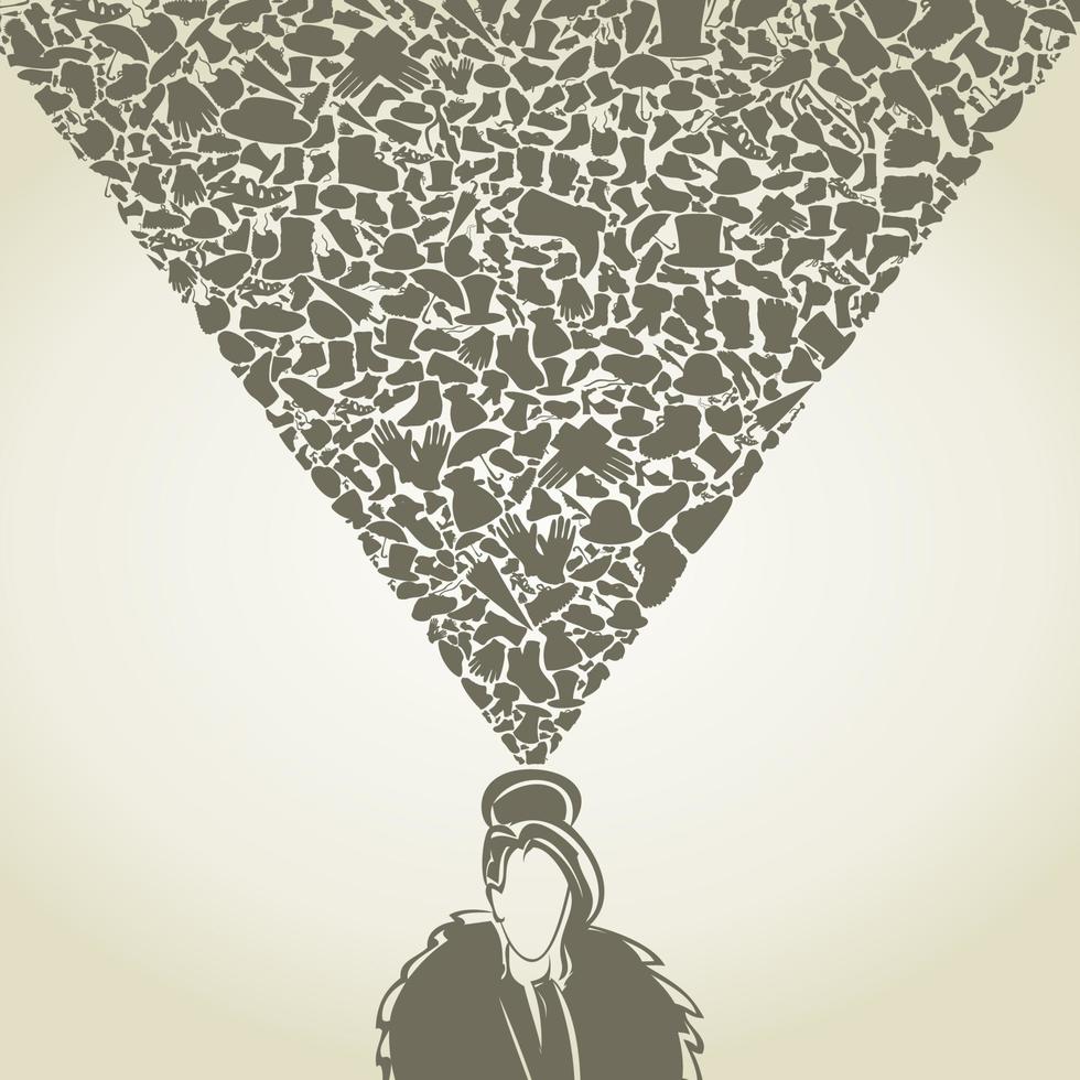 The girl thinks of clothes. A vector illustration