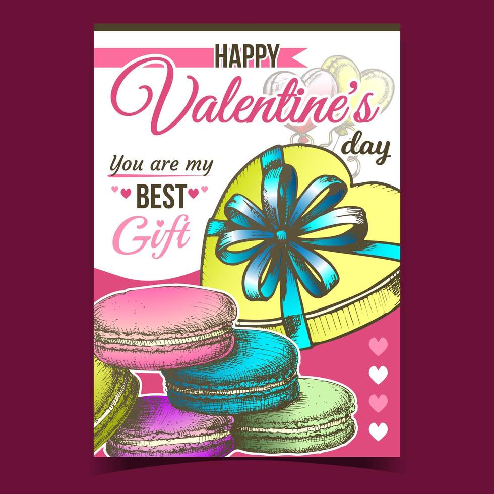 Valentine Day Gift Box Advertise Poster Vector