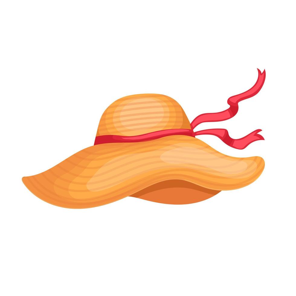 straw hat summer cartoon vector illustration