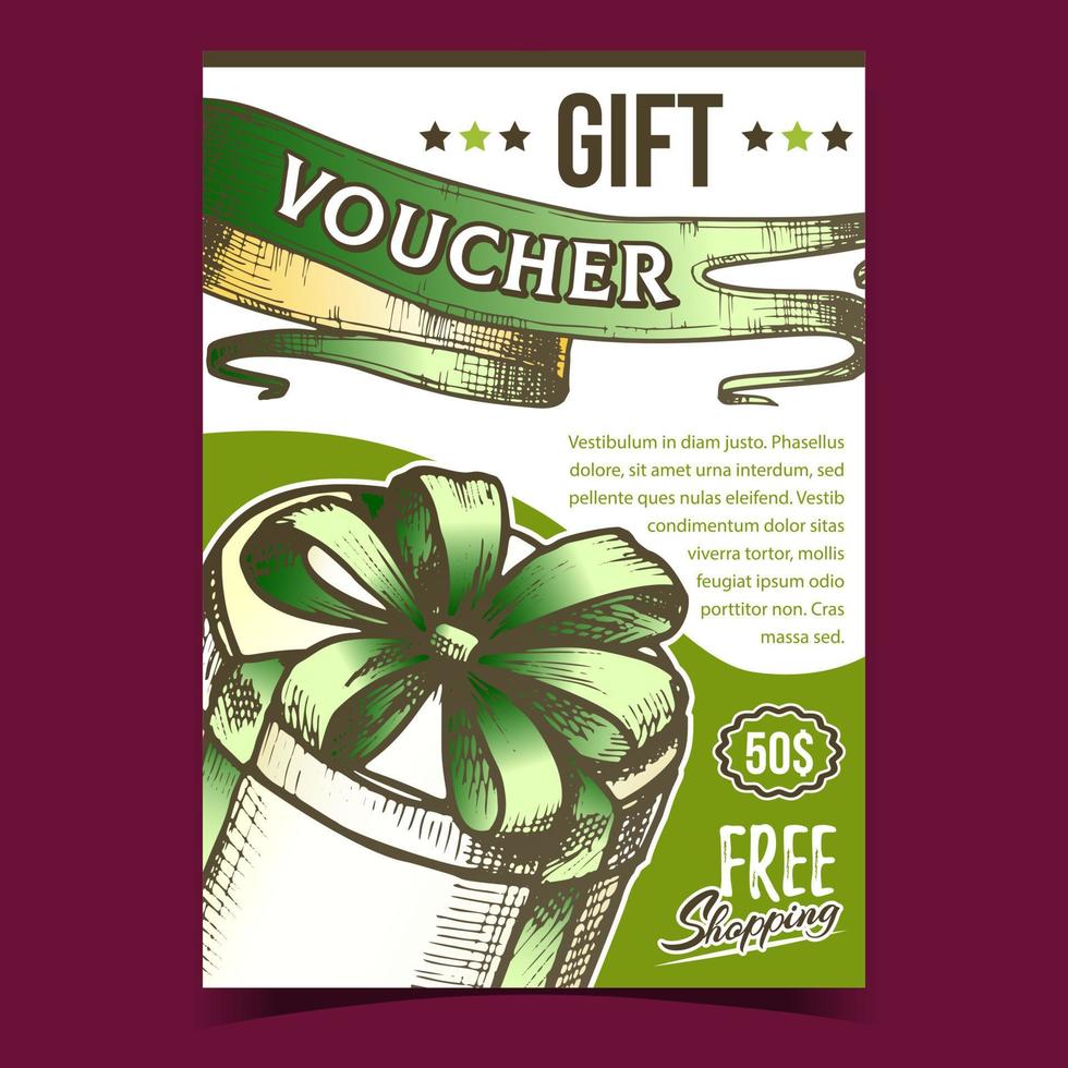 Gift Voucher Round Box Advertising Banner Vector