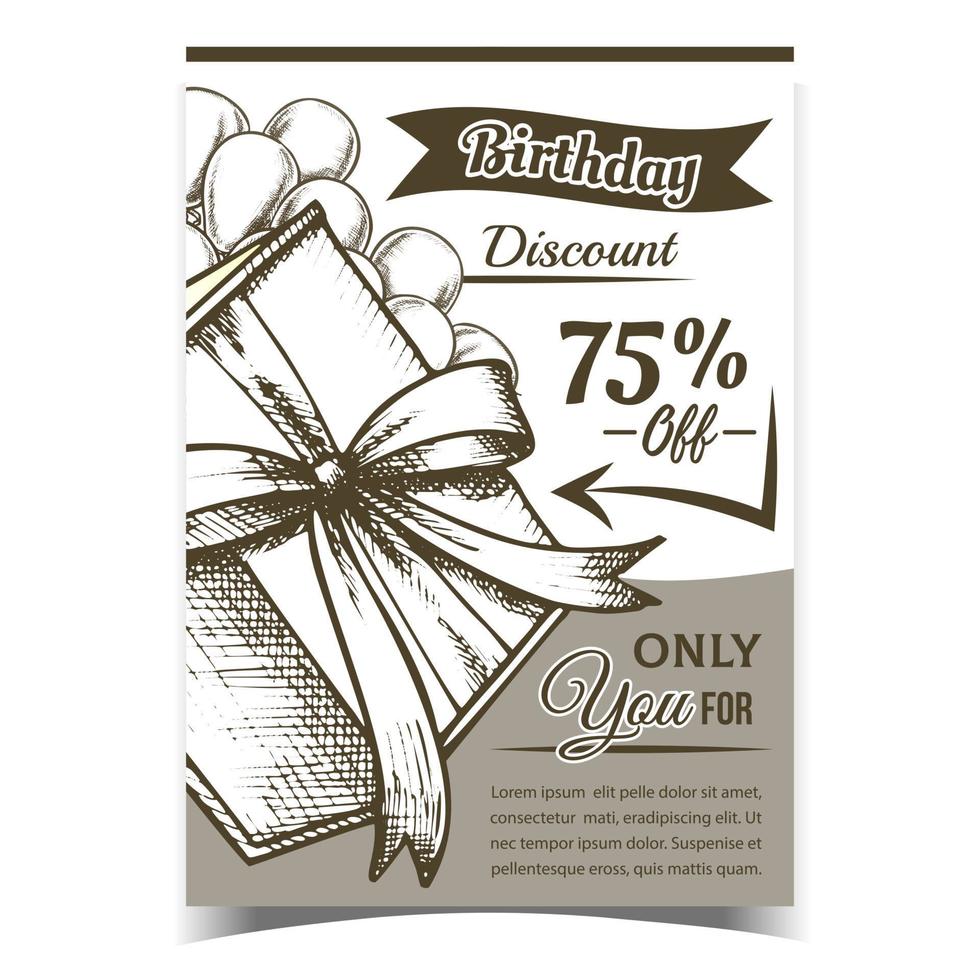 Birthday Discount Gift Box Advertise Banner Vector