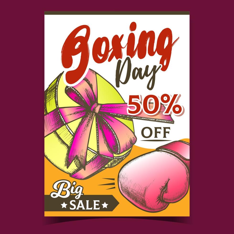 Boxing Day Gift Box Advertising Banner Vector