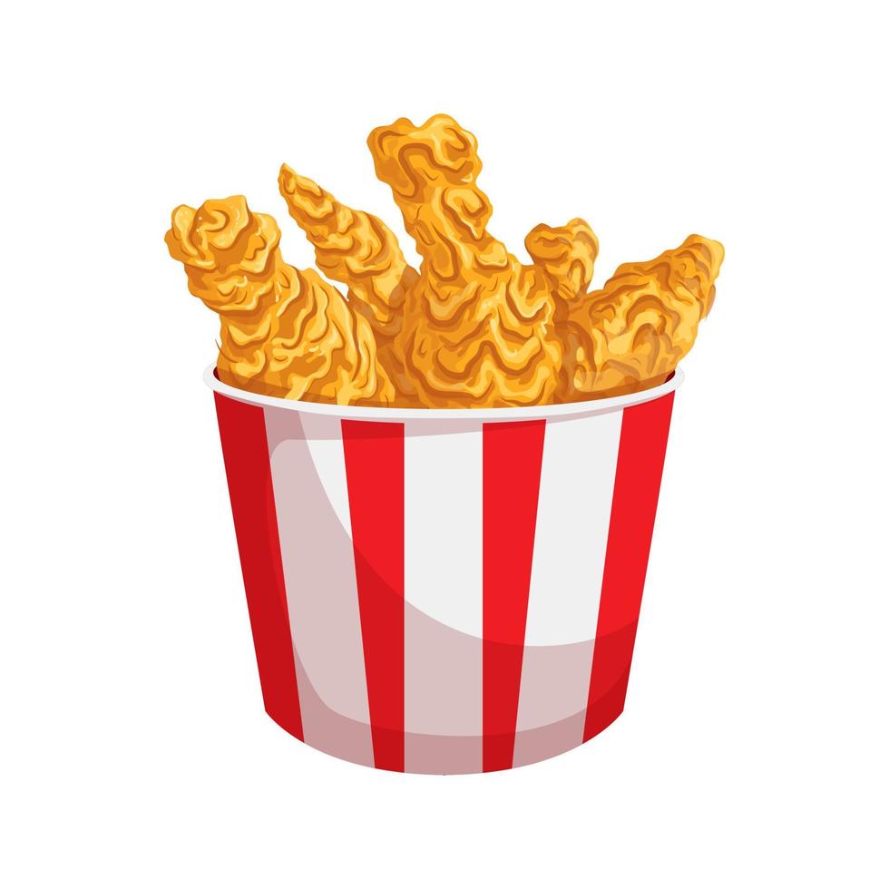 bucket fried chicken cartoon vector illustration