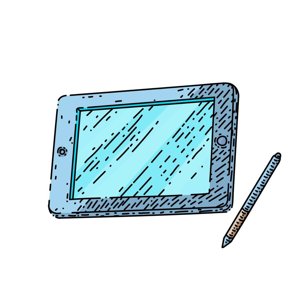 tablet screen sketch hand drawn vector