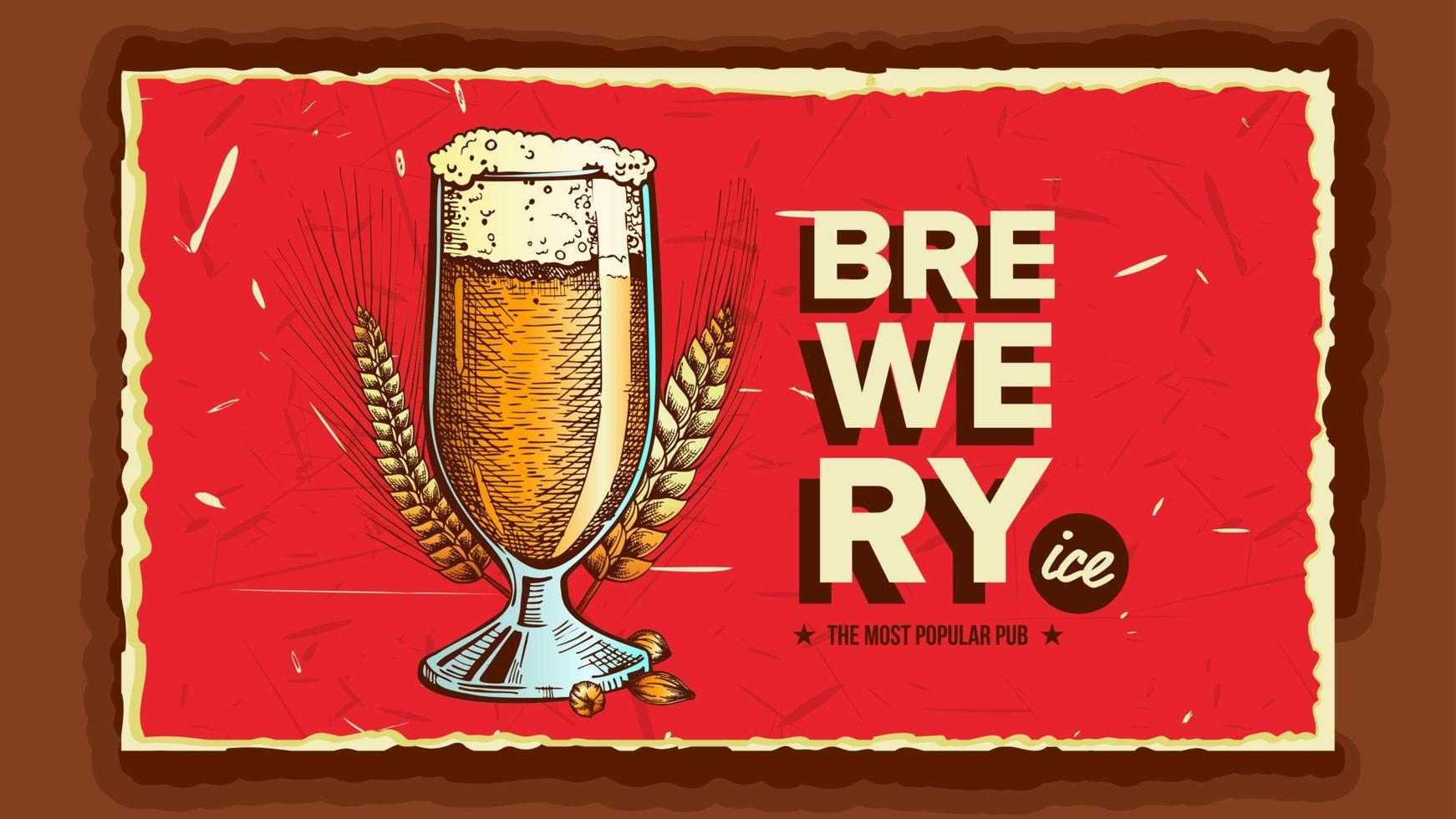 Foamy Beer Glass Brewery Advertising Banner Vector